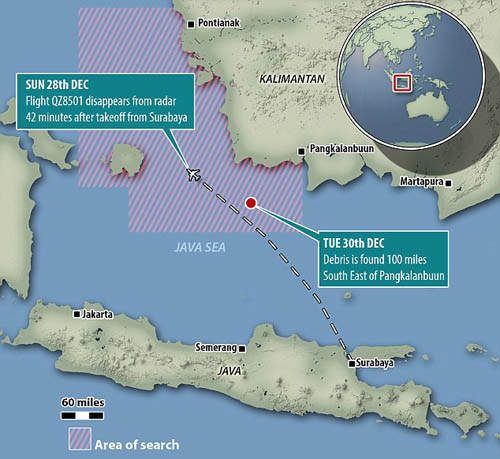Άτρακτος αεροσκάφους βρέθηκε στην θάλασσα της Ινδονησίας : Μεγάλες πιθανότητες να είναι το αγνοούμενο αεροσκάφος της Air Asia