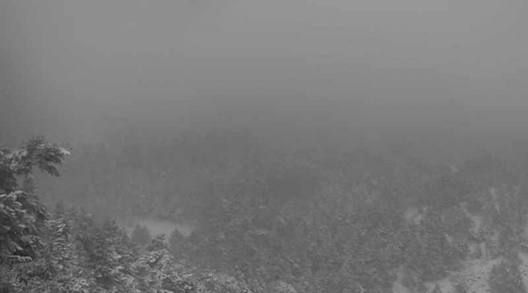 Πυκνή χιονόπτωση στην Πάρνηθα (live video)