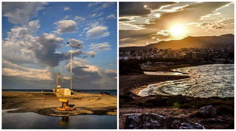 Το συννεφιασμένο λιμάνι & η δύση του ηλίου στη Ραφήνα