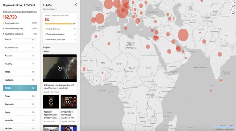 Κορονοϊός: Ο παγκόσμιος χάρτης των κρουσμάτων σε πραγματικό χρόνο