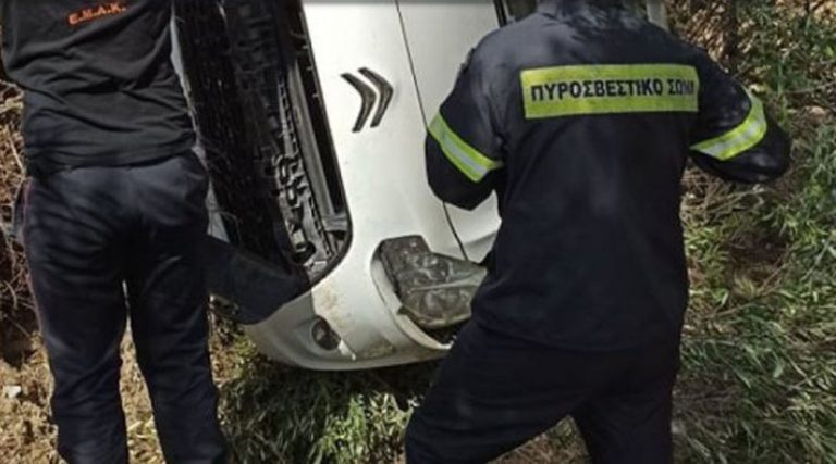 Αυτοκίνητο ξέφυγε της πορείας του και ανετράπη – Τραυματίστηκε η οδηγός (φωτό)