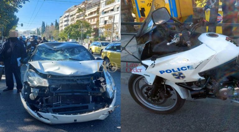 Αυτοκίνητο «έπεσε» σε μηχανή της ΔΙΑΣ – Τραυματίες δύο αστυνομικοί (φωτό & βίντεο)