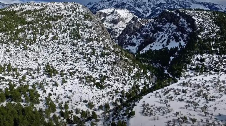 Μαγευτικές εικόνες από ψηλά από τη χιονισμένη Εύβοια! (video)