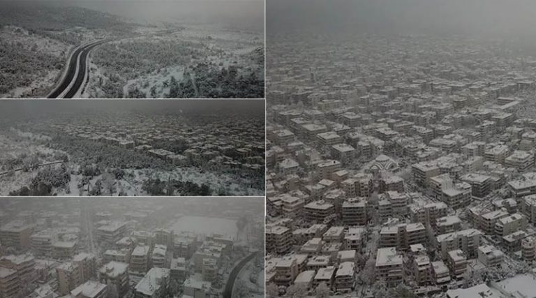 Κακοκαιρία «Μήδεια»: Τα χιόνια κάλυψαν την Αττική – Εντυπωσιακό βίντεο από drone