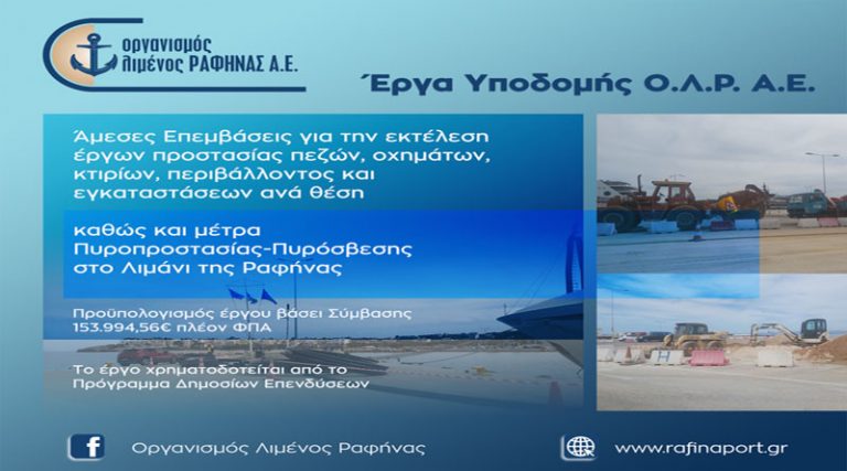 Έργα υποδομής 153.994 ευρώ από τον ΟΛΡ στο Λιμάνι της Ραφήνας!