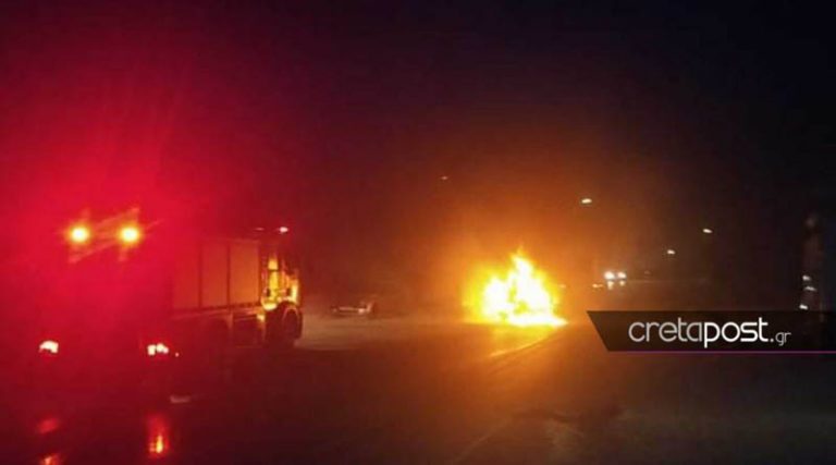 Σοκαριστικό τροχαίο:  Αυτοκίνητο έπεσε σε τοίχο και τυλίχθηκε στις φλόγες!