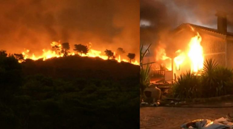Φωτιές: Καίγονται σπίτια στον Άγιο Στέφανο – Δύσκολη η κατάσταση στους Θρακομακεδόνες