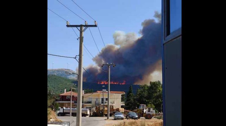 Η νέα μεγάλη φωτιά εκκενώνει ξανά τα Βίλια! Κοντά σε σπίτια οι φλόγες – Φυσάει 8 μποφόρ