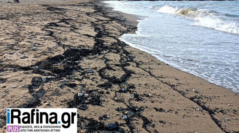 Ραφήνα: Η θάλασσα και οι παραλίες γέμισαν κάρβουνο (φωτό)