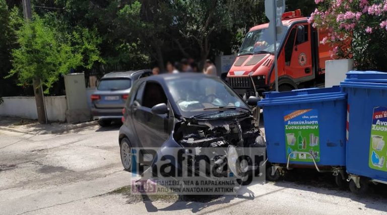 Ραφήνα: Πλαγιομετωπική σύγκρουση αυτοκινήτων στον Νηρέα – Δύο τραυματίες (φωτό)