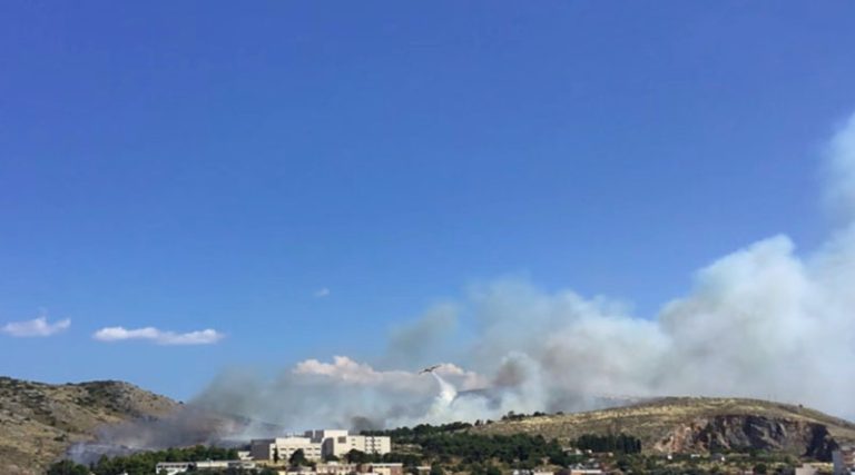 Φωτιά στη Χαλκίδα – Καίει κοντά στο νοσοκομείο (φωτό)