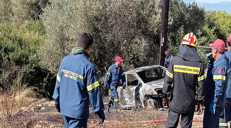 Γραμματικό: Οι πρώτες εικόνες από το αυτοκίνητο που τυλίχθηκε στις φλόγες στο Μ. Σέσι – Καταστράφηκε ολοσχερώς (φωτό & βίντεο)