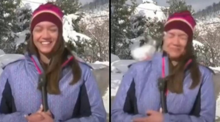 Δημοσιογράφος του ΣΚΑΪ «έφαγε» χιονόμπαλα από περαστικούς! (βίντεο)