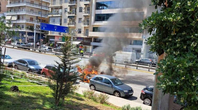 Συναγερμός στην Πυροσβεστική για αυτοκίνητο που τυλίχθηκε στις φλόγες! (φωτό & βίντεο)
