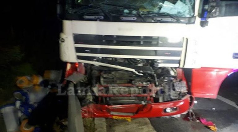 Τροχαίο ατύχημα με 2 νταλίκες  τα ξημερώματα στην εθνική οδό – Ένας σοβαρά τραυματίας (φωτό)