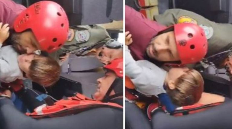 Κακοκαιρία Daniel: Η στιγμή της δραματικής διάσωσης πατέρα με το παιδί του από στέγη με Super Puma