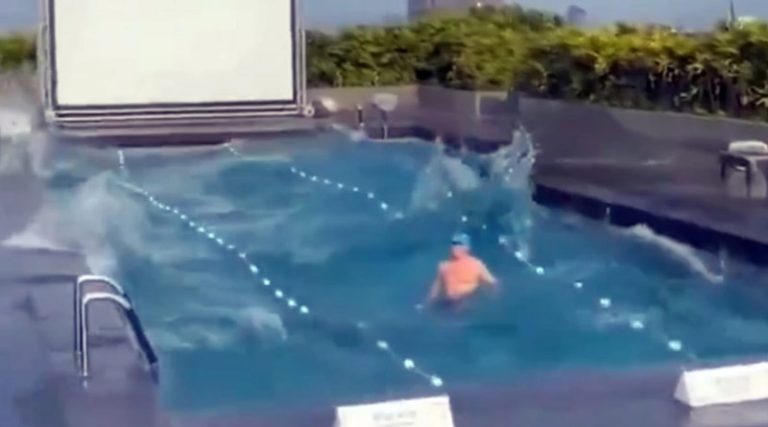 Ταϊβαν: Απίστευτος τύπος κολυμπούσε ατάραχος σε πισίνα την ώρα του φονικού σεισμού! (βίντεο)